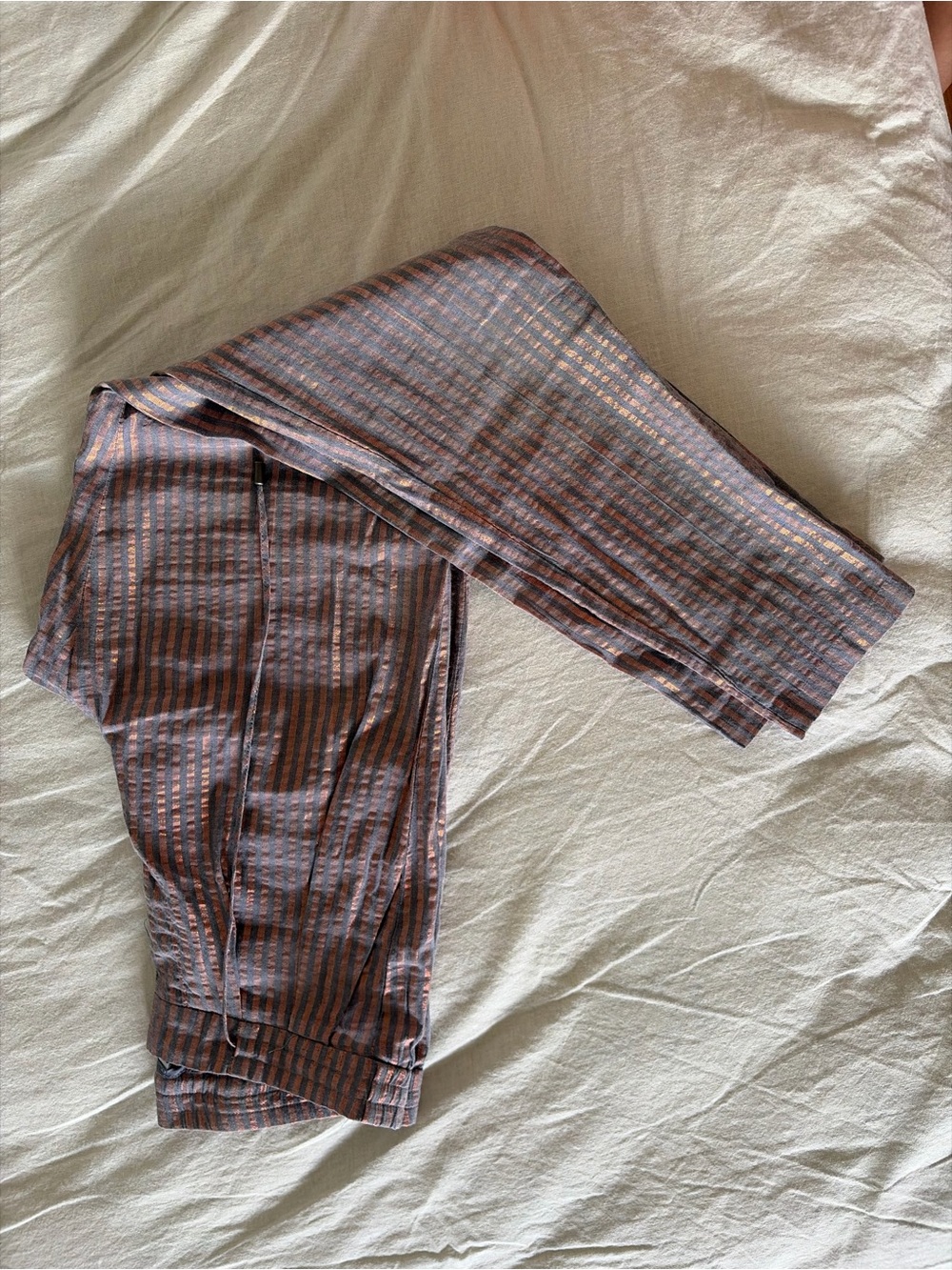Woman’s Striped Casual Pants in pink and gray